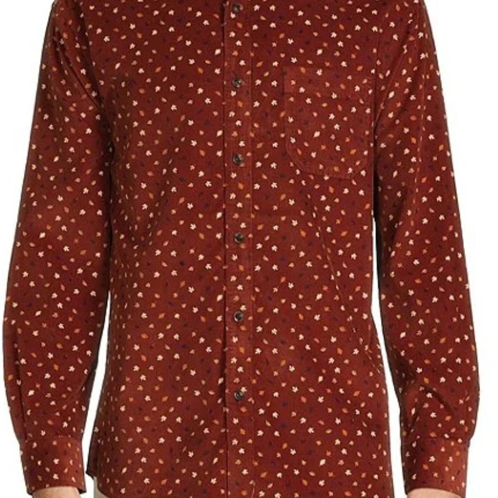 NWT Long Sleeve Leaf Print Corduroy Sport Shirt